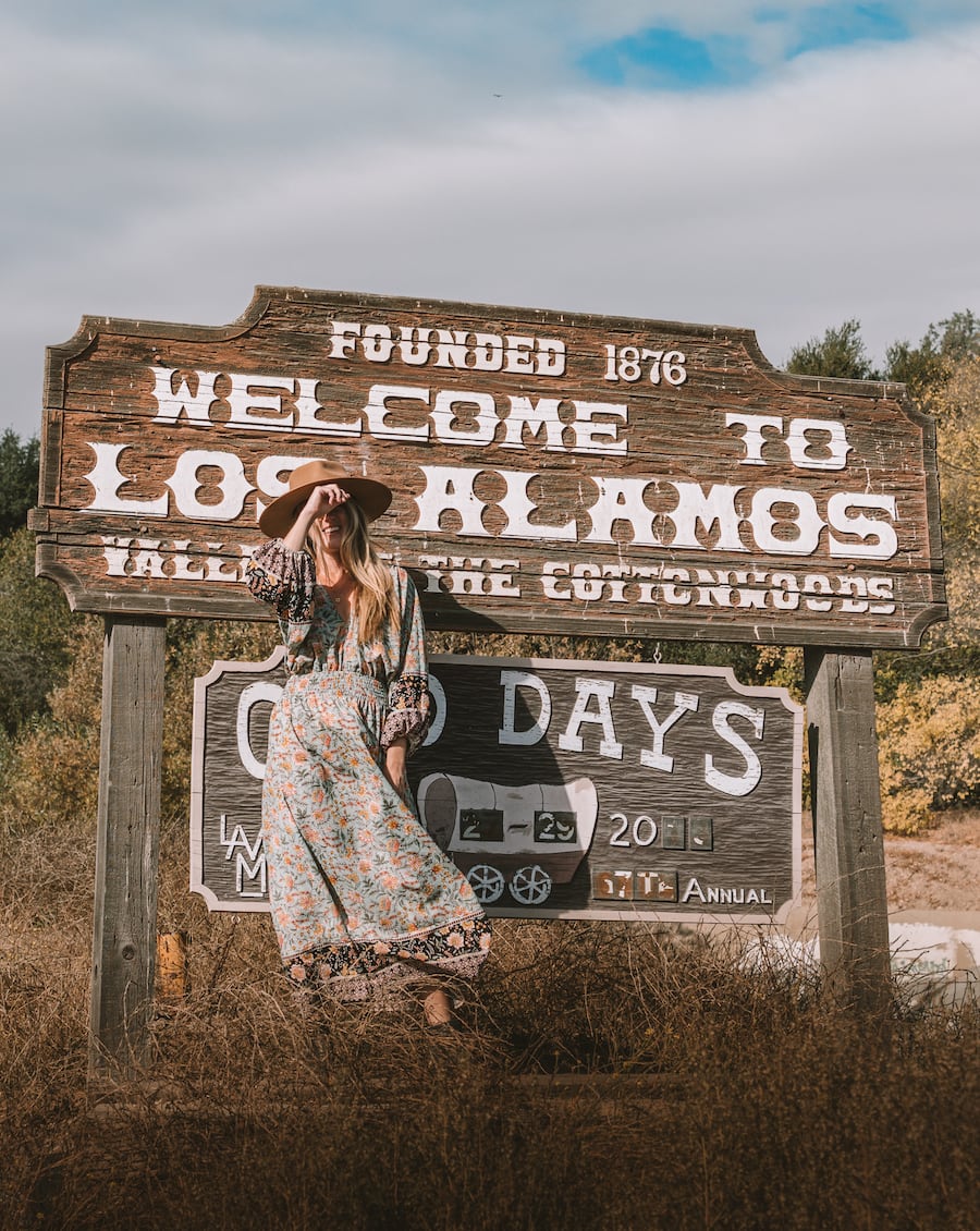 Michelle Halpern posing in Los Alamos for unique places to visit in California blog