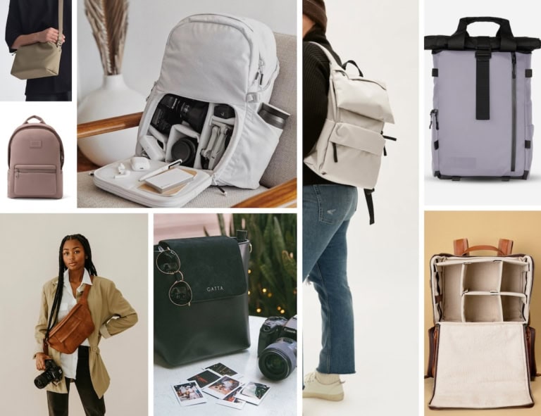 Blog post cover for the most stylish camera bags for women