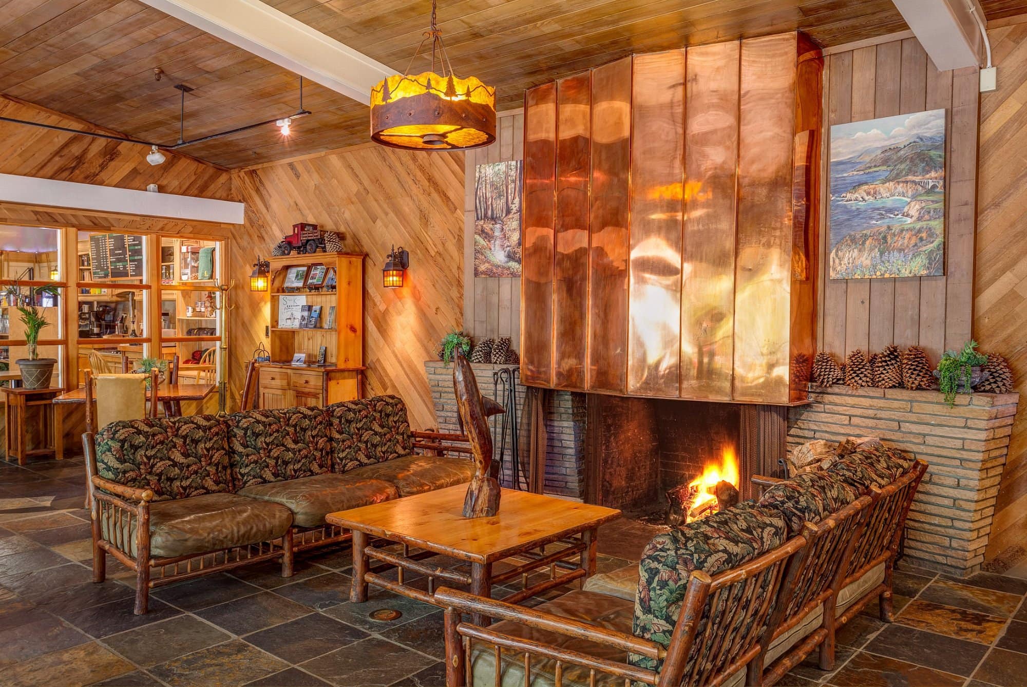 Lobby at Big Sur Lodge for Big Sur road trip blog