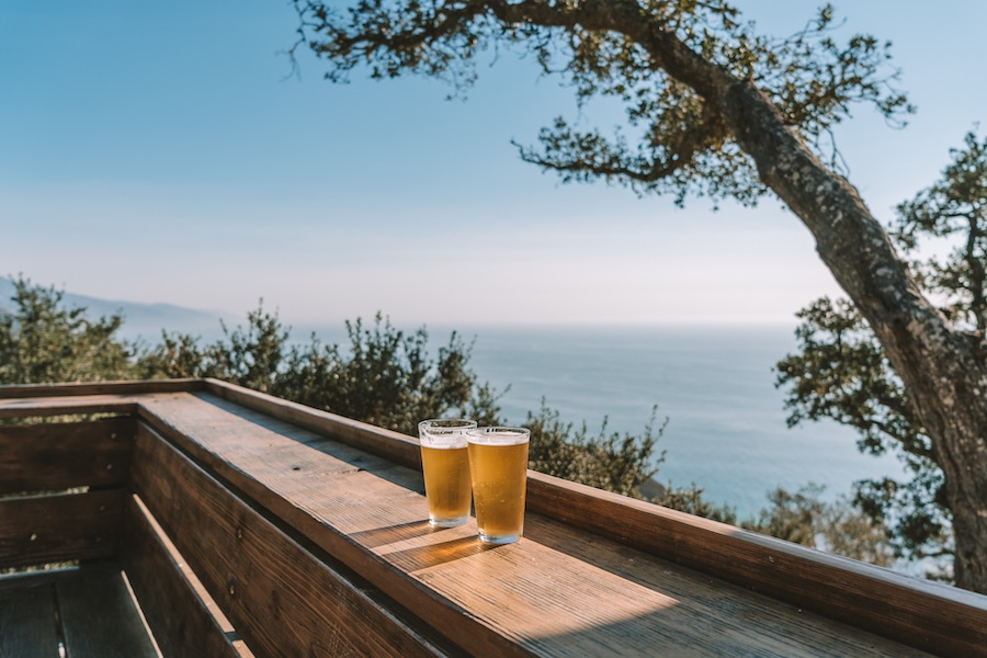 Beers at Nepenthe for Big Sur road trip blog