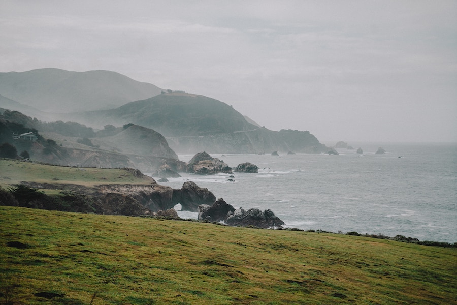 Hazy coastline of Big Sur