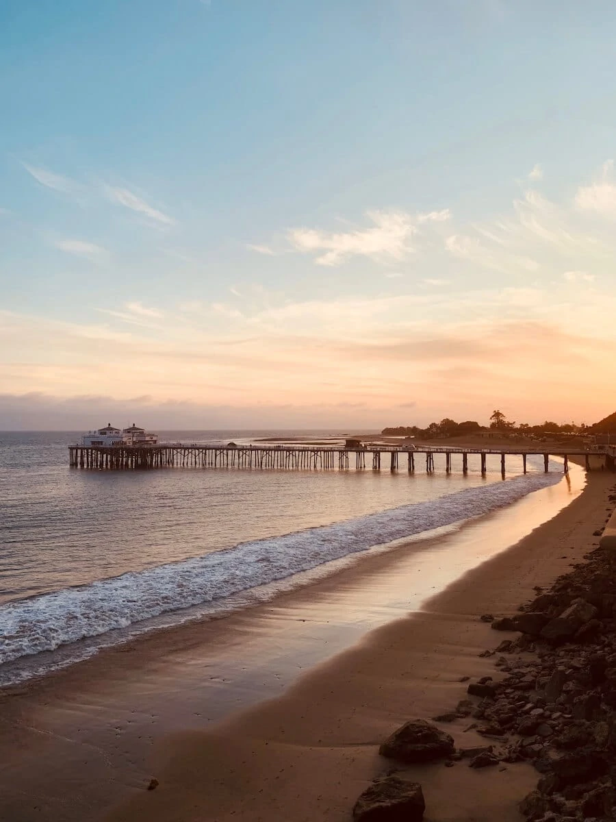 Malibu pier at sunset