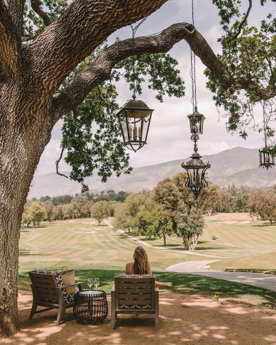 Michelle Halpern sitting and looking at view in Ojai