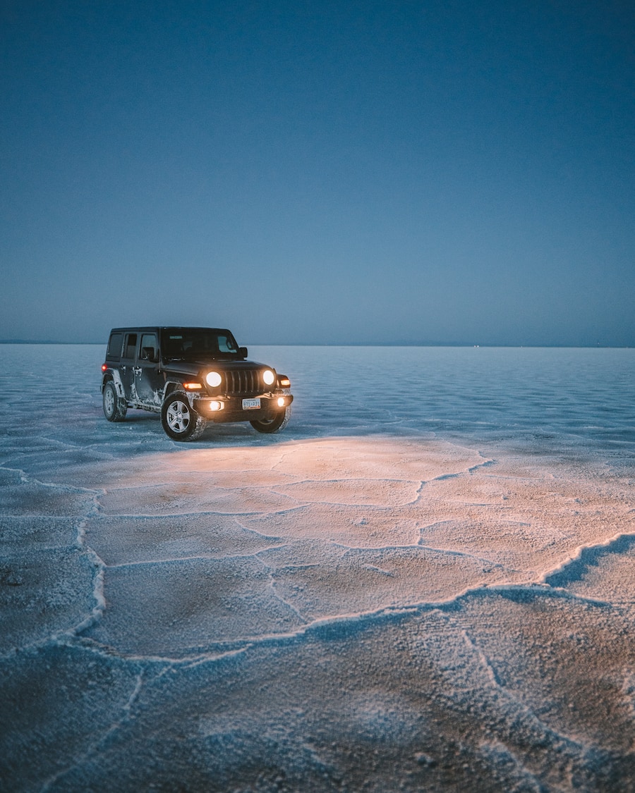 Jeep on salt flats