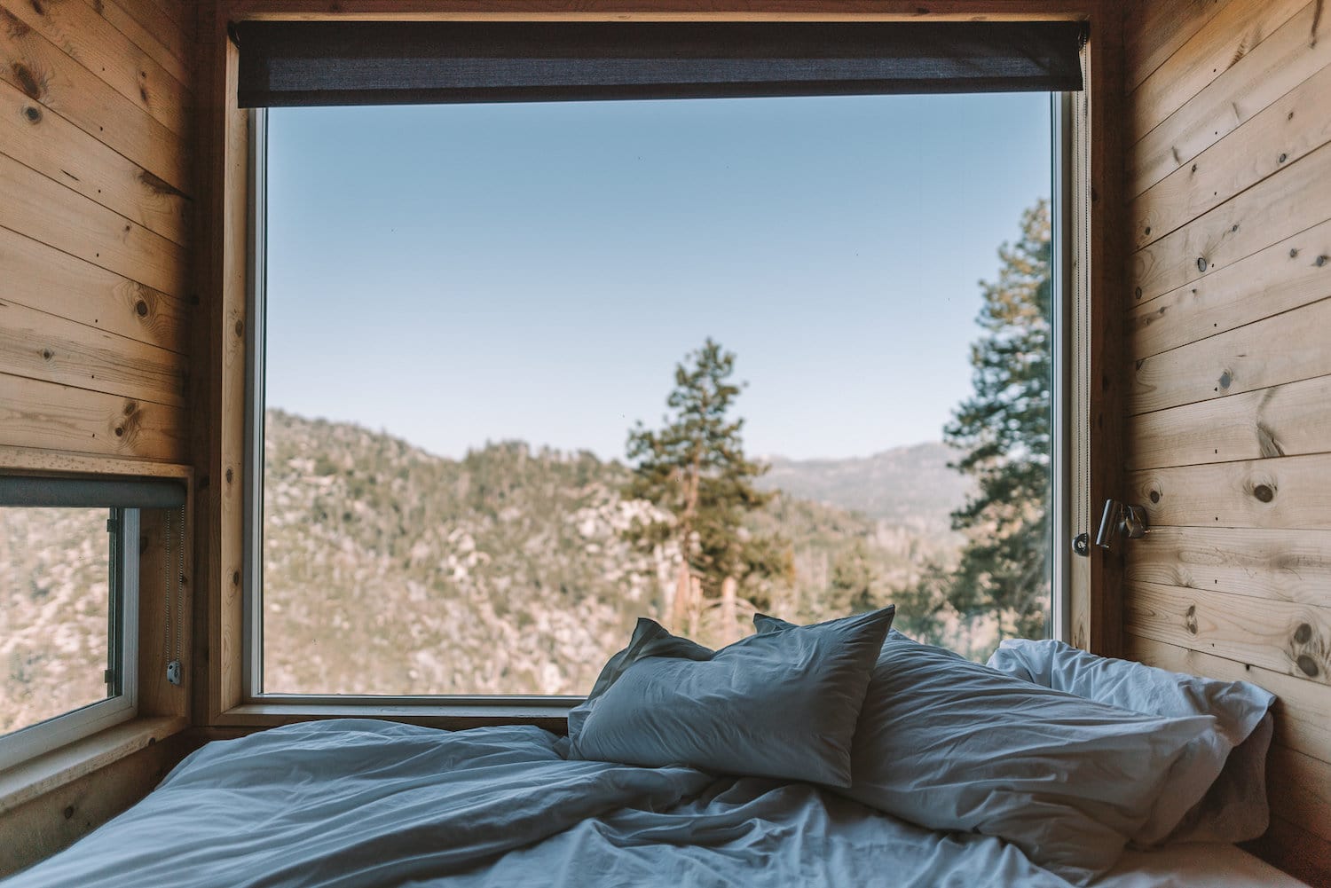 Huge picture window at the Getaway House in Big Bear - a romantic getaway from LA