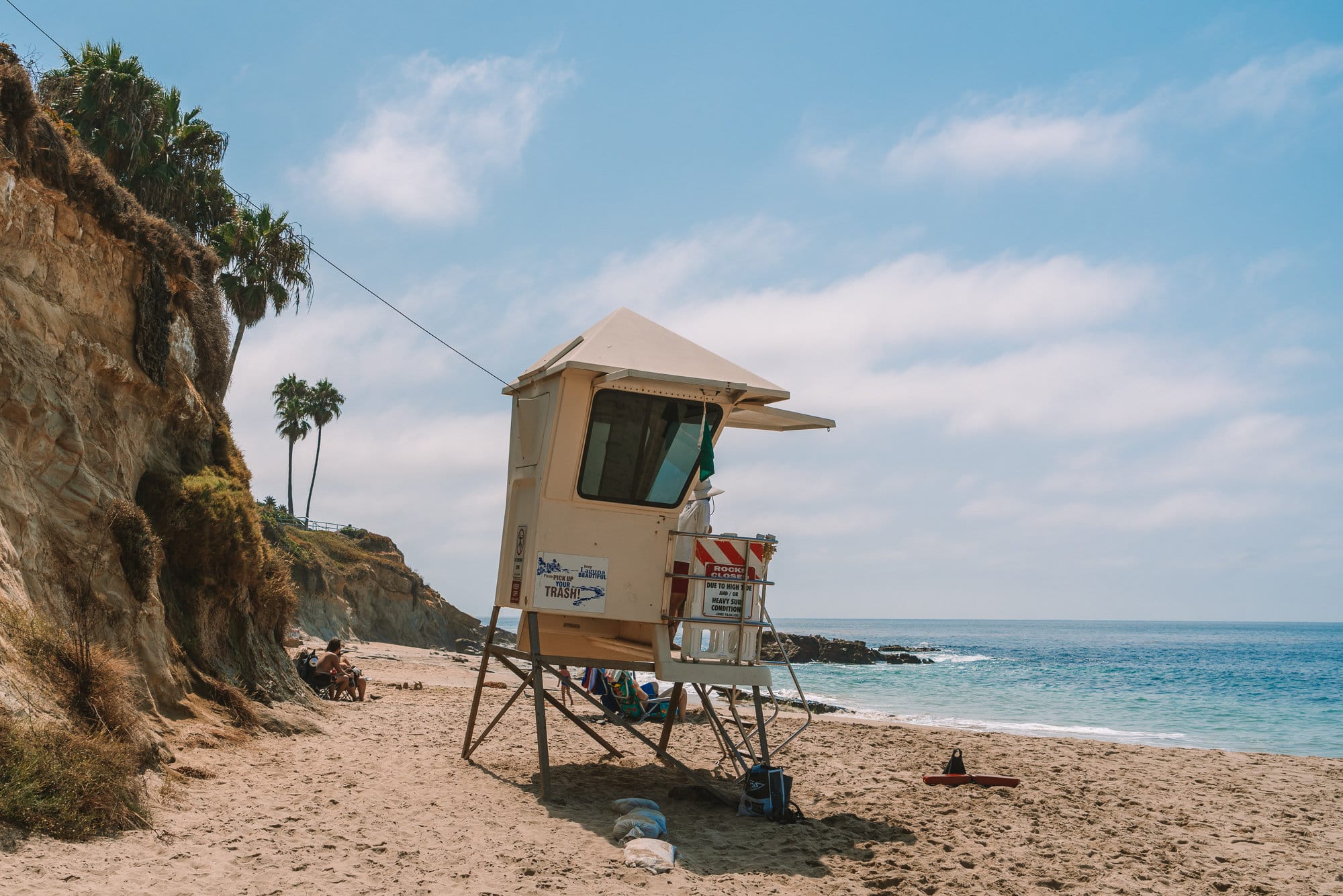 Lifeguard tower in Laguna Beach, California in summer