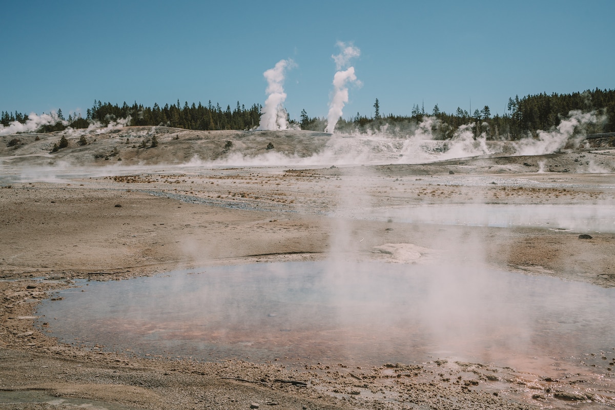 Norris Geyser basin geothermal activity in Yellowstone