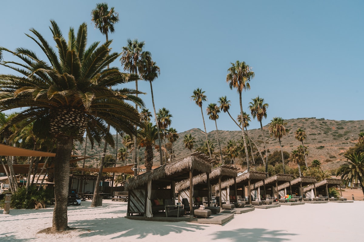 Beach club cabanas at Two Harbors in Catalina Island