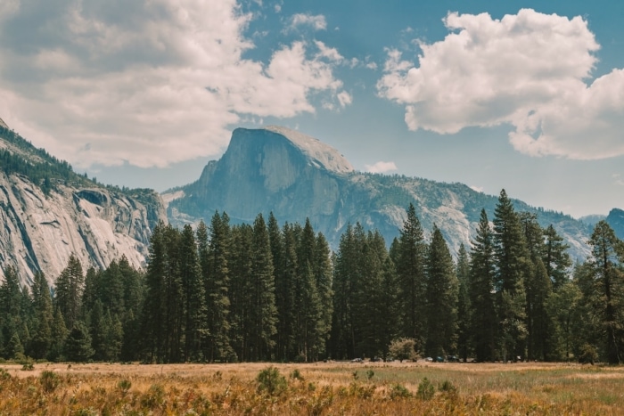 Half dome in Yosemite, one of the best places to go in fall in California