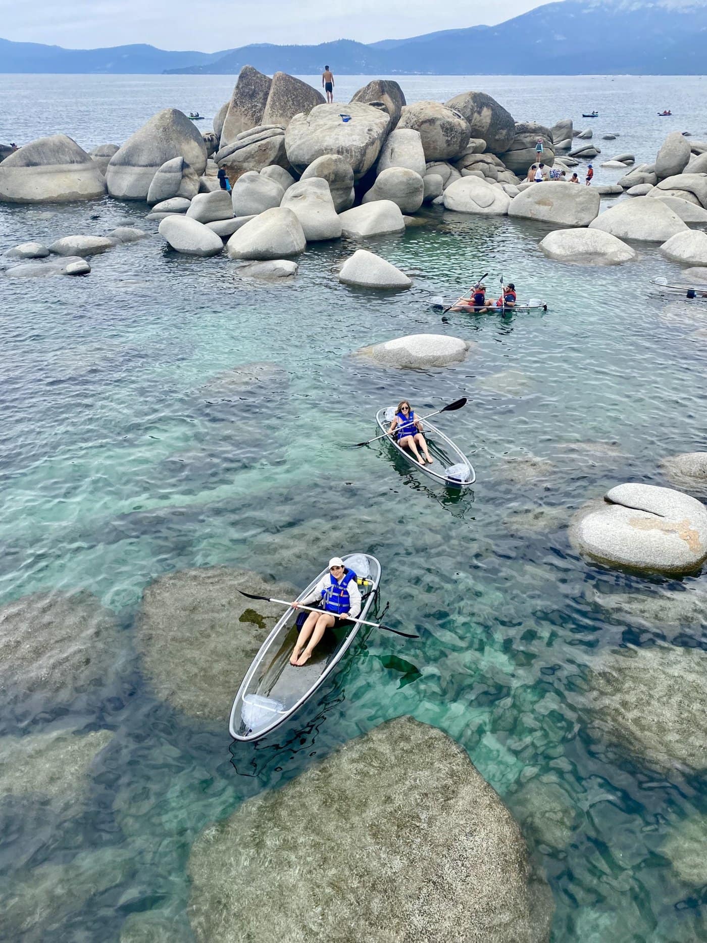 Michelle Halpern in clear kayak for 50 fun things to do in California blo