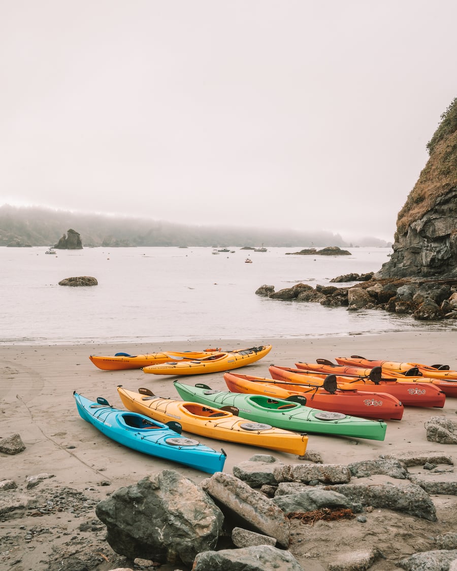 Kayaks on beach