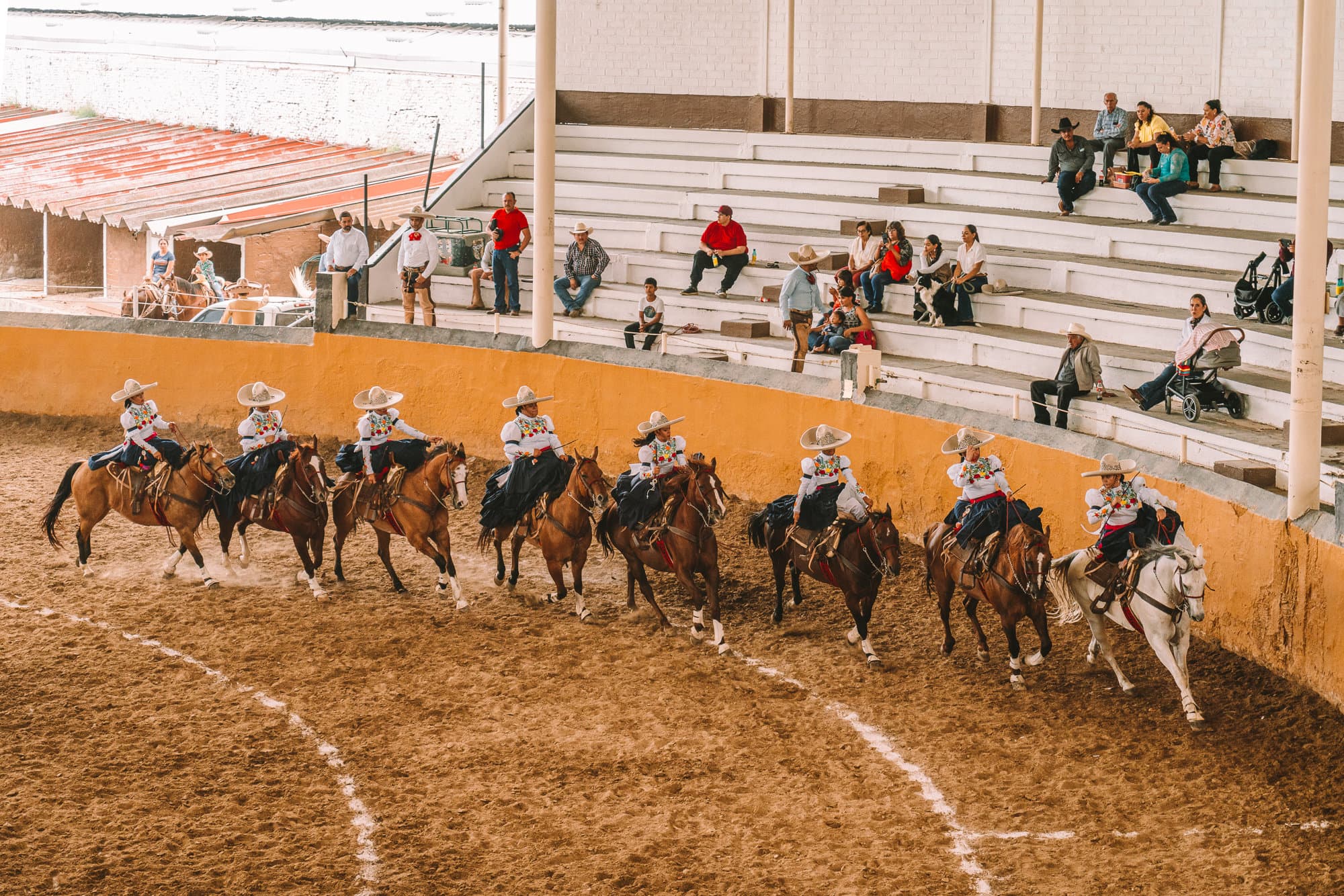 Women charros at the first Lienzo Charro in Guadalajara, Mexico