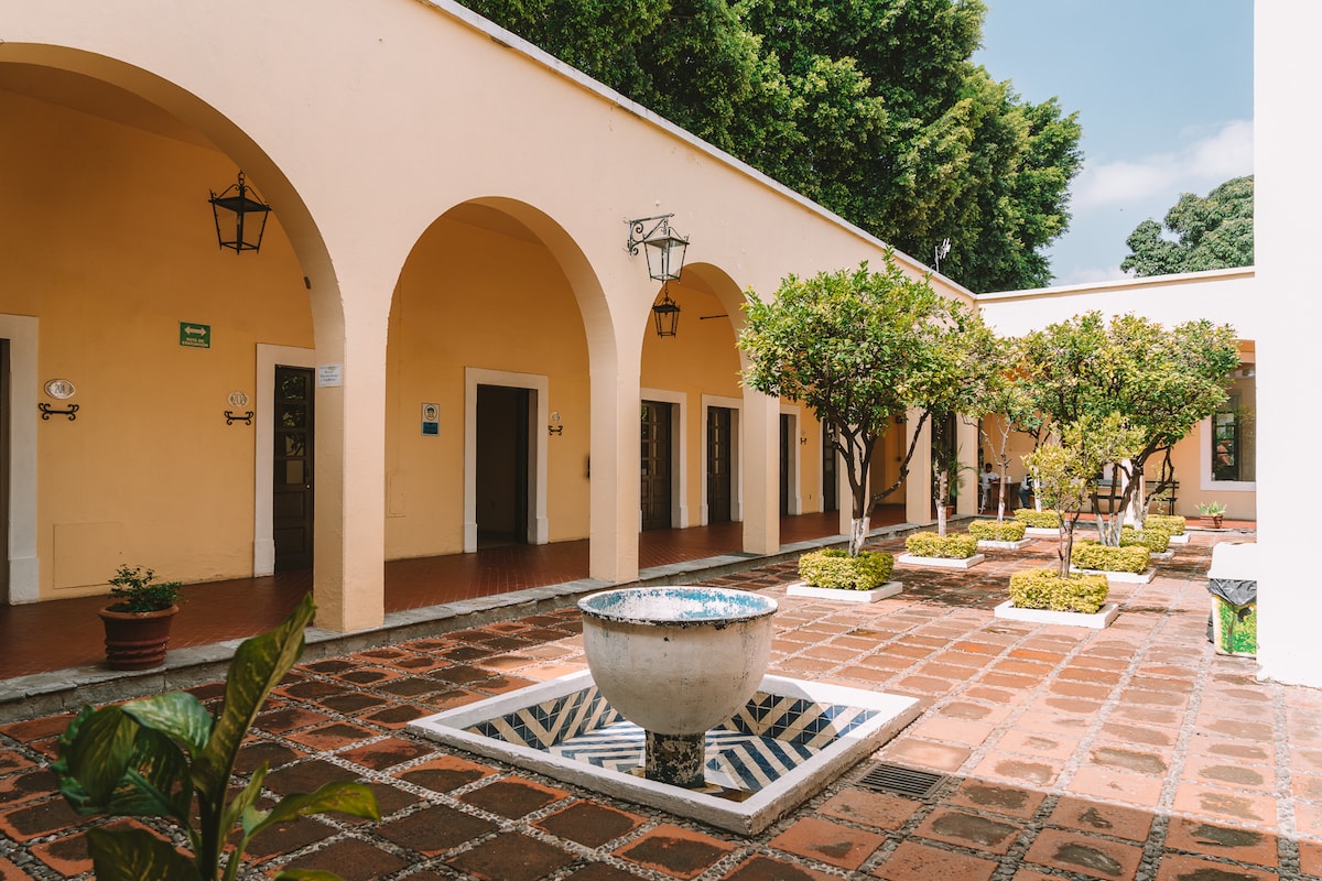 Beautiful yellow courtyard in Guadalajara