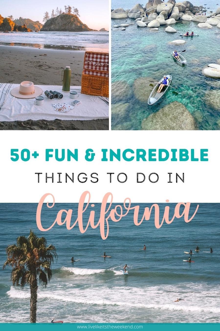 Pin cover for blog post on 50+ fun things to do in California