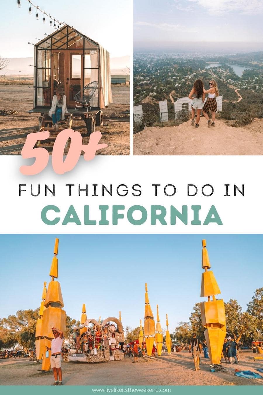 Pin cover for blog post on 50+ fun things to do in California