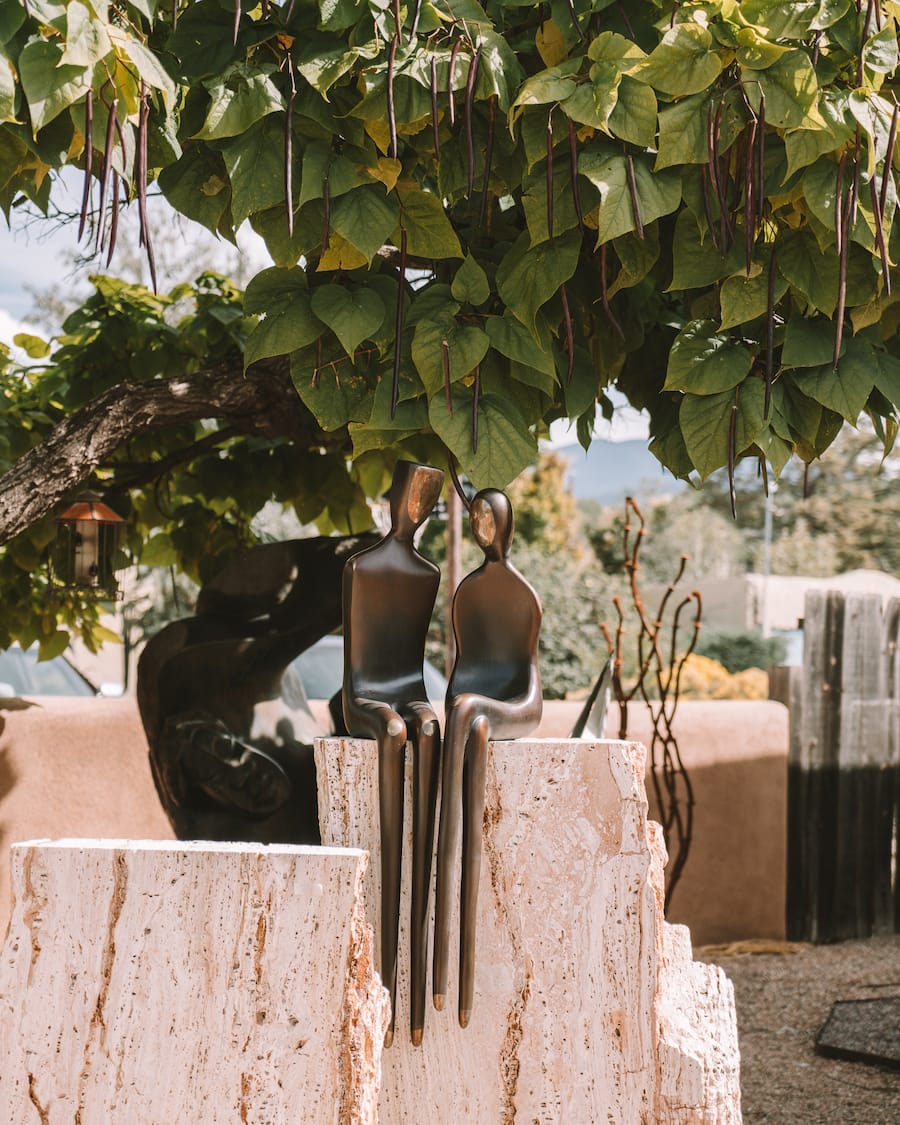 Sculpture gardens along Canyon Road in Santa Fe