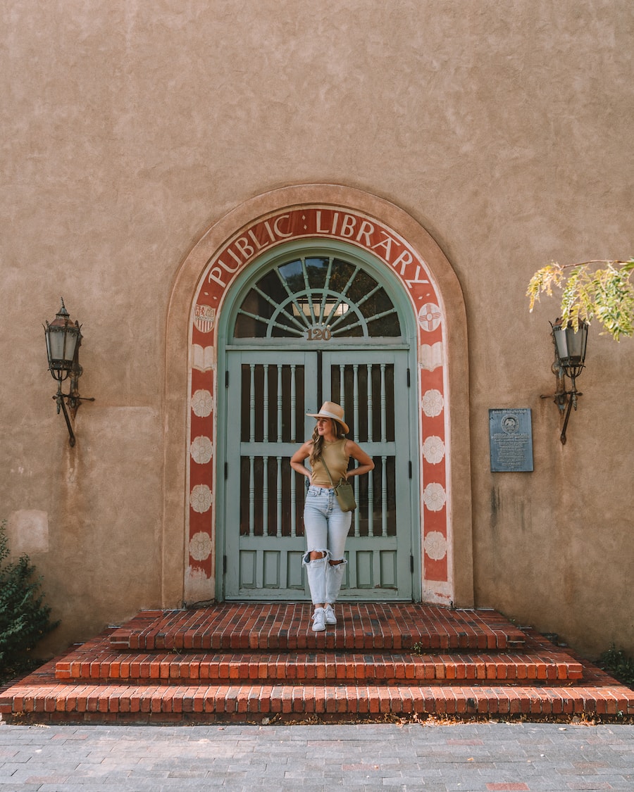 Entrance to the public library in Santa Fe