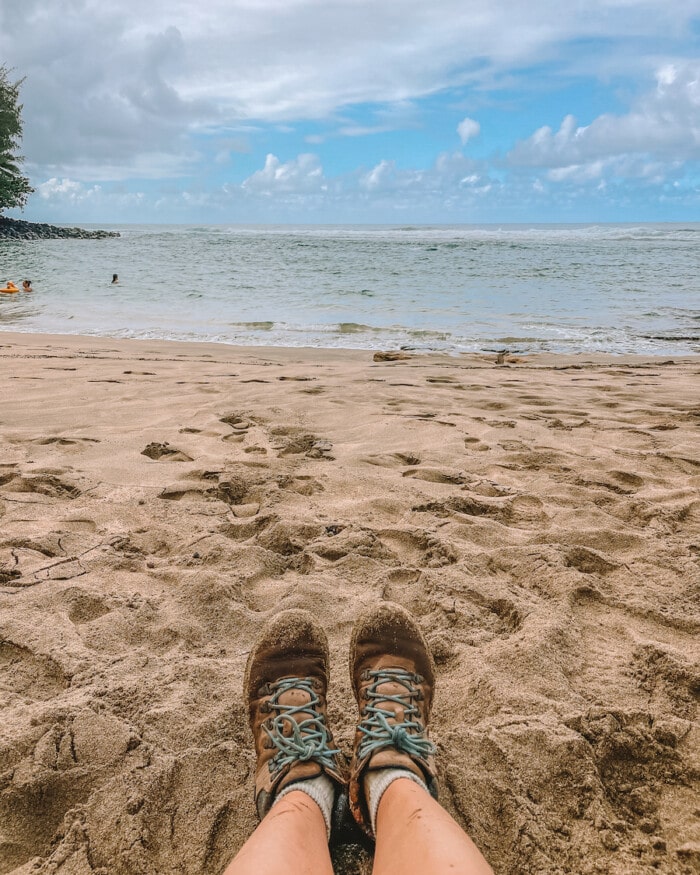 Muddy hiking shoes in Kauai - Kauai travel guide