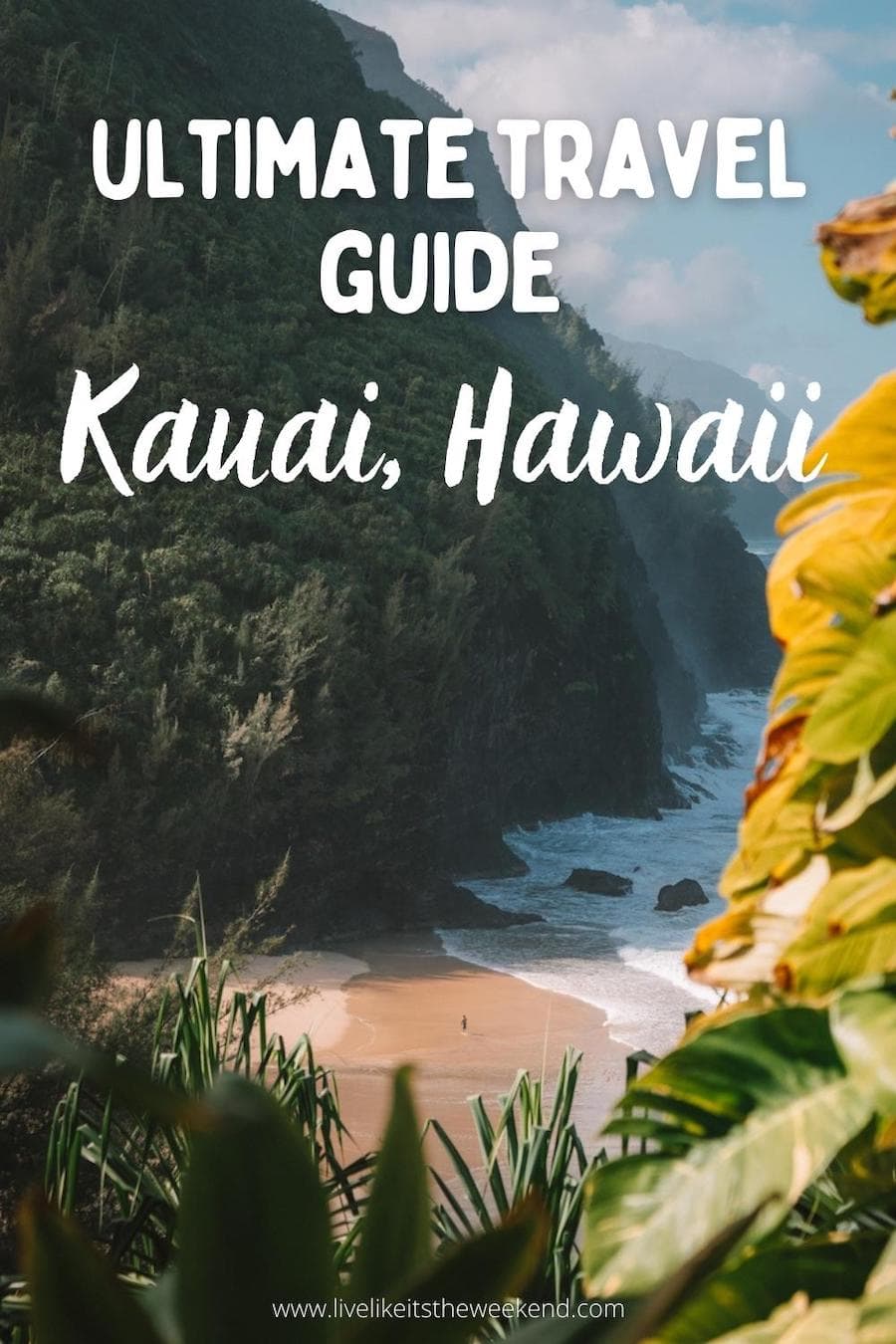 travel guide to Kauai, Hawaii pin cover