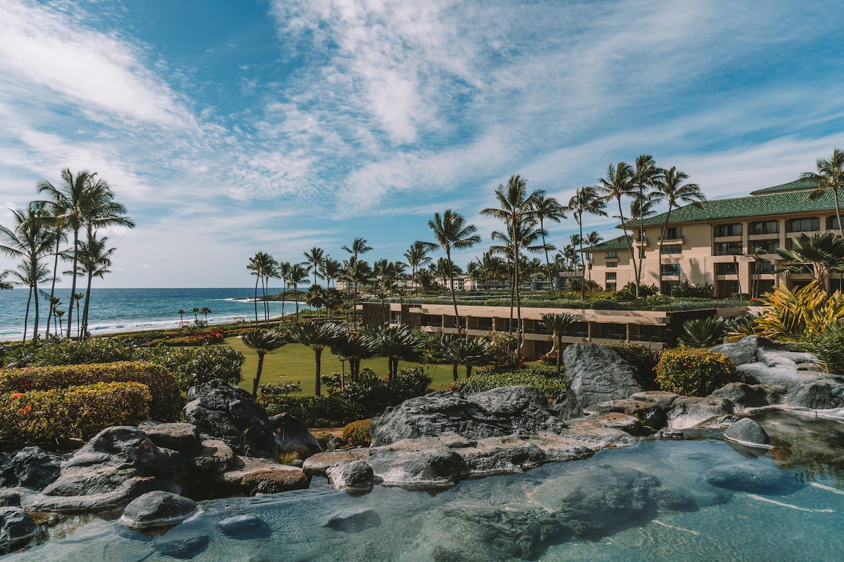 View from the Grand Hyatt Kauai looking out to the ocean