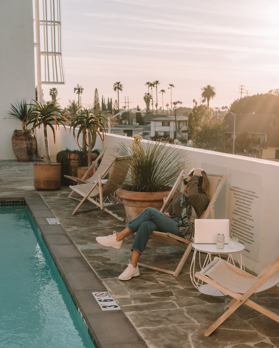 Michelle Halpern on a hotel rooftop in Silver Lake