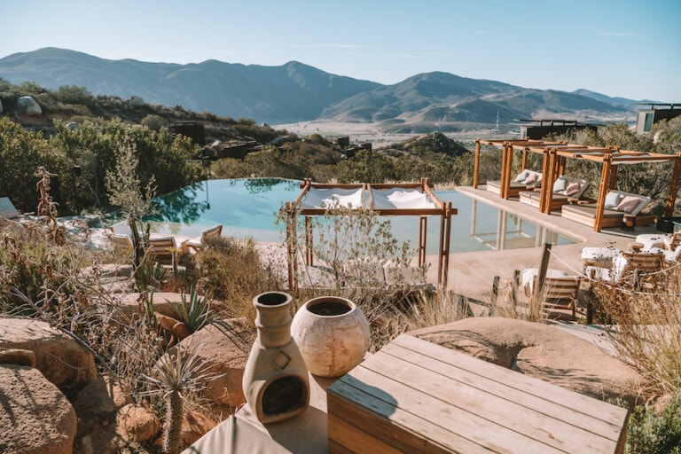 Pool area at Encuentro Guadalupe, Valle de Guadalupe itinerary
