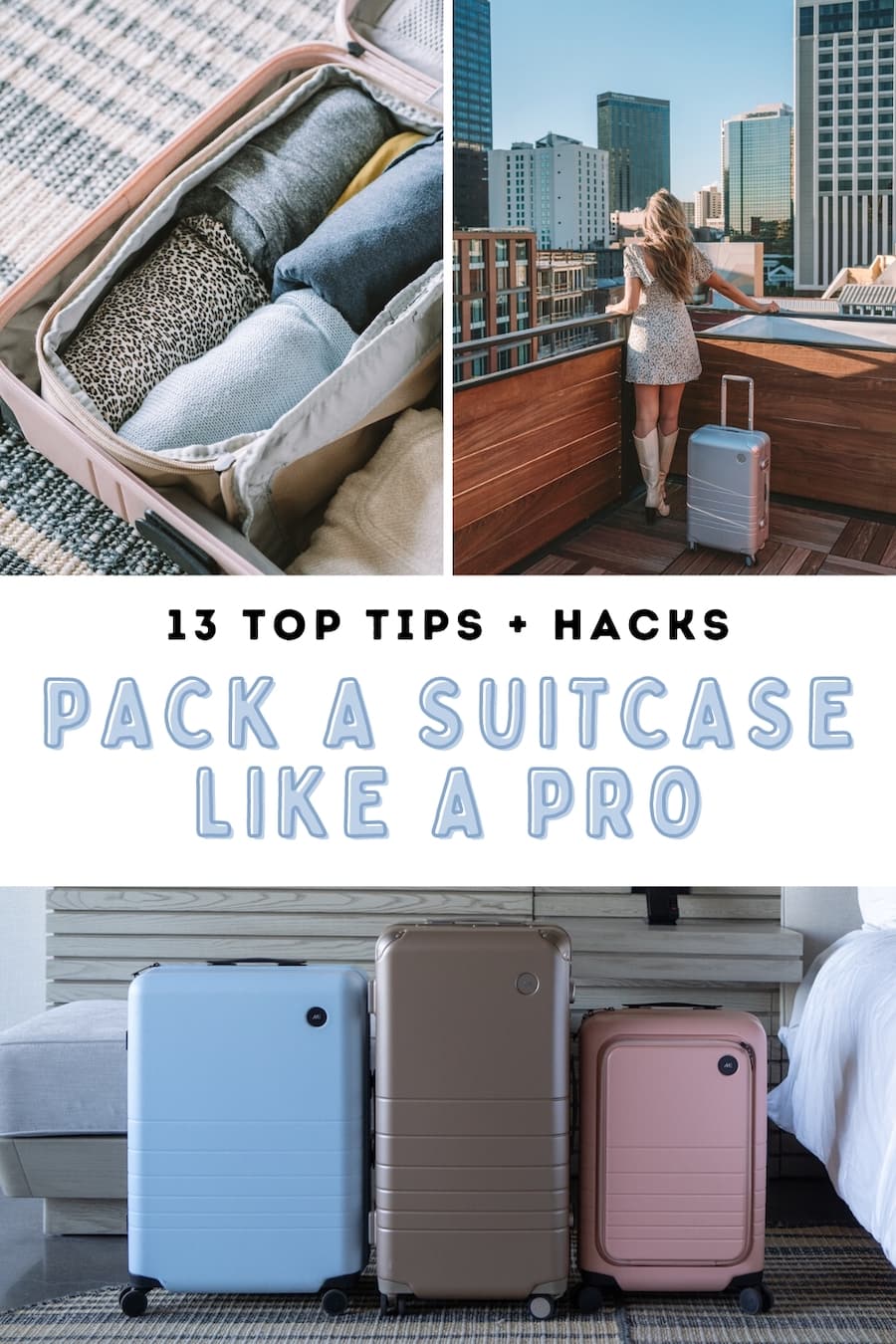how to pack a suitcase to maximize space - blog post pin cover