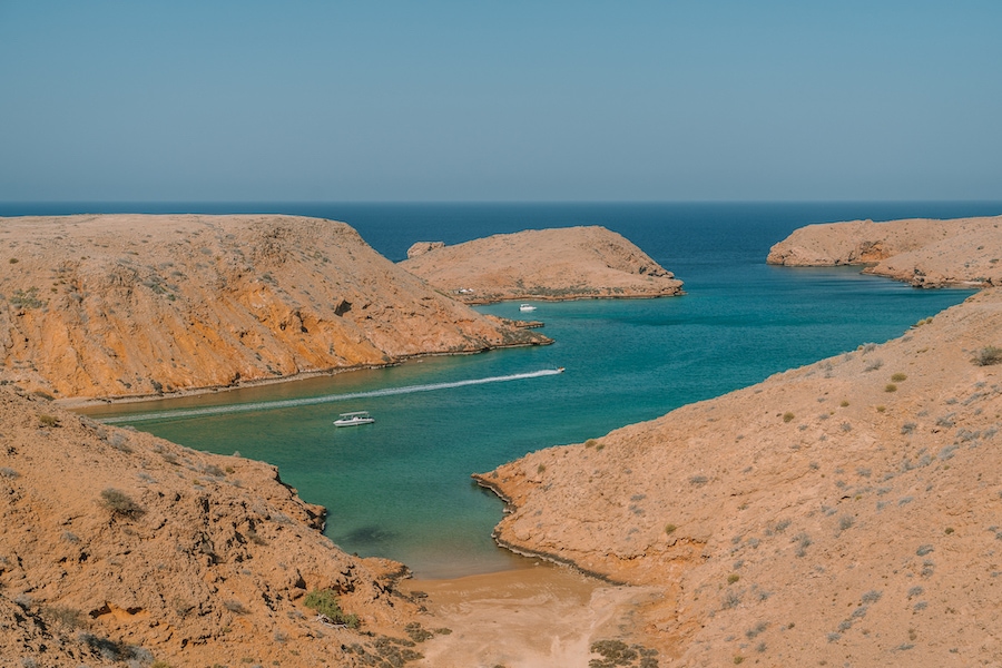 Turquoise water off the coast of Muscat, Oman