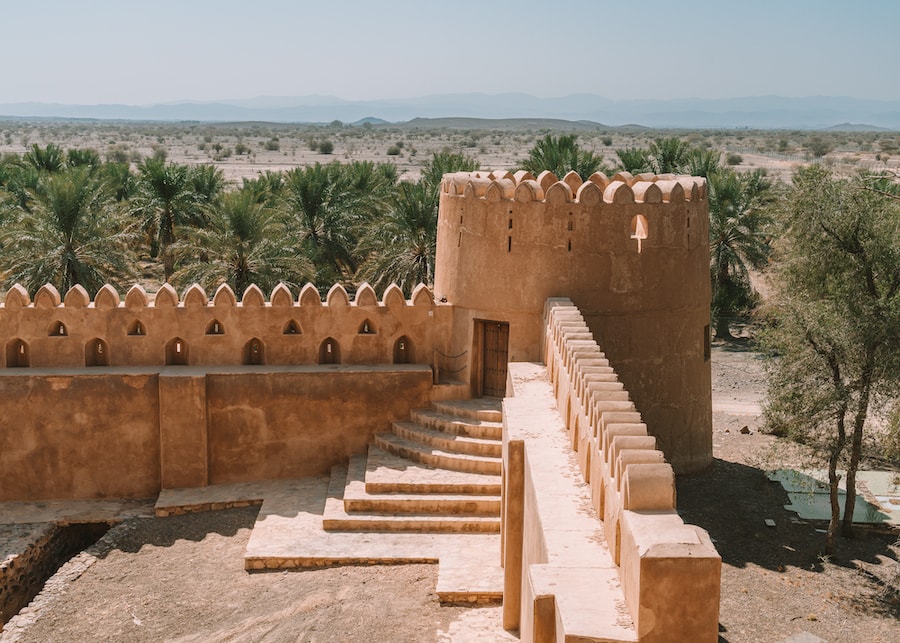 View of the tower at Jabreen Castle / Oman road trip itinerary 