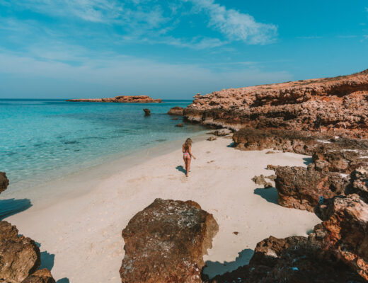 Michelle Halpern walking the beach in the Daymaniyat Islands in Oman