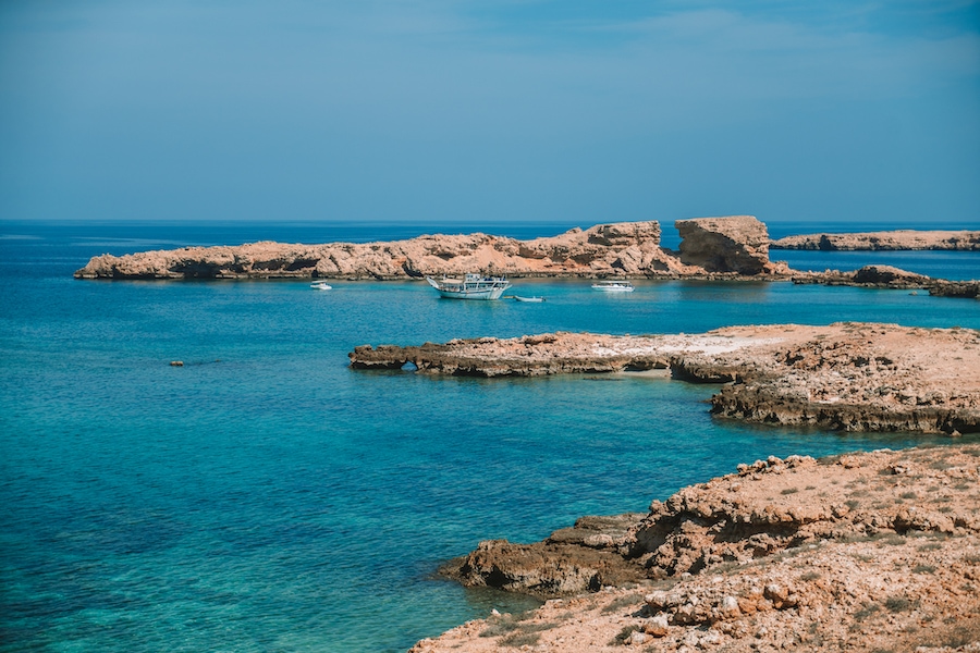 Limestone rocky coastline of the Daymaniyat Islands