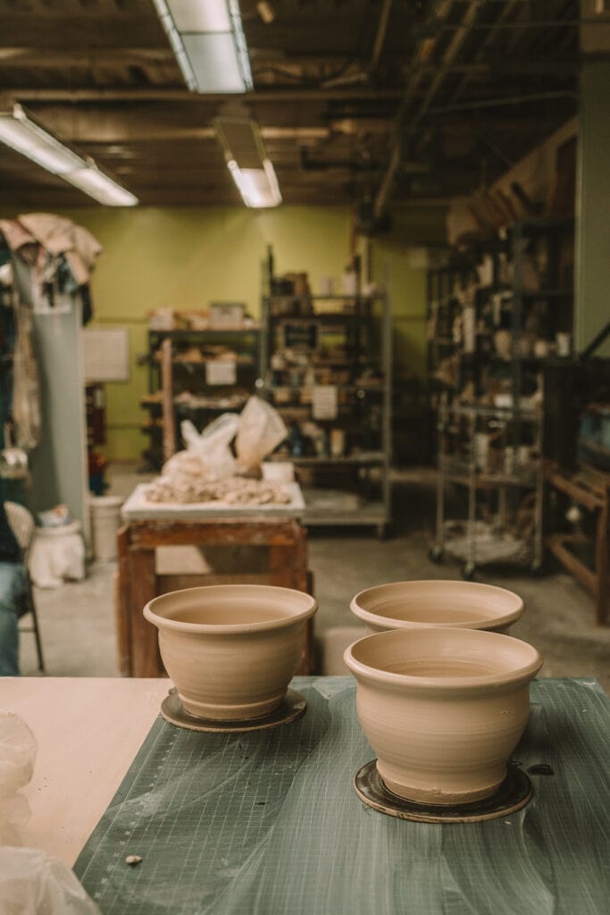 Pottery area at Curious Forge