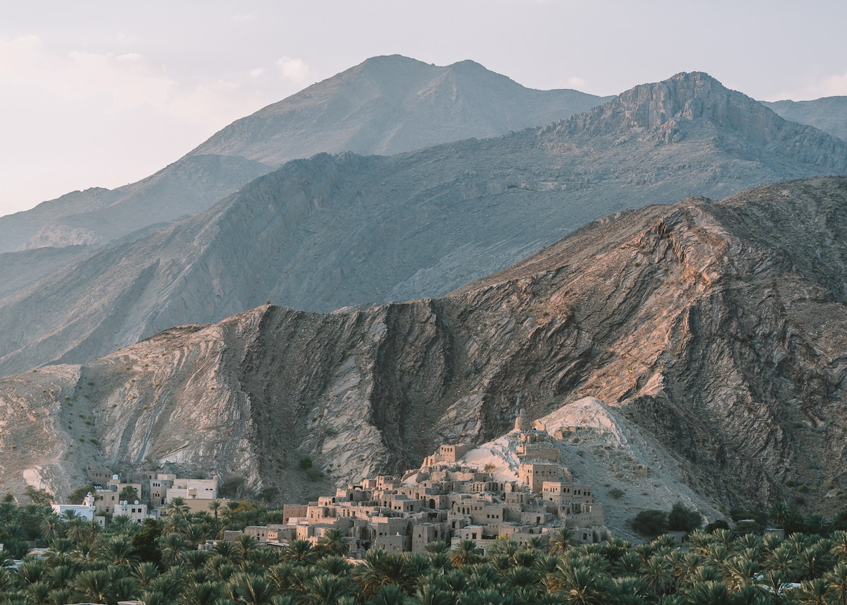 Birkat al Mouz ruins at golden hour