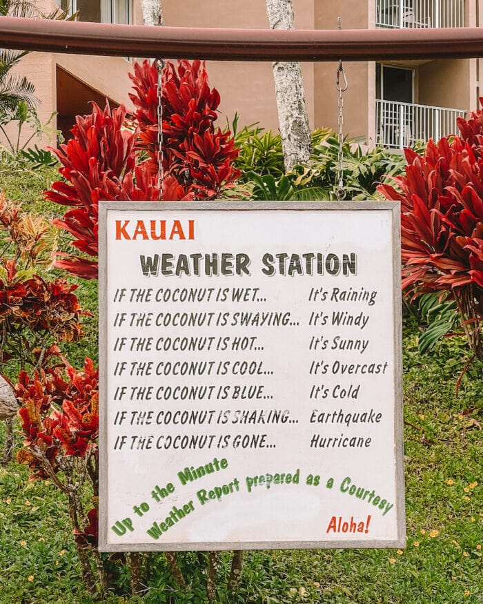 Weather station sign in Kauai