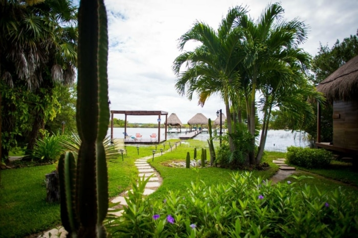 Lagoon outside Casa Shiva for best hotels in Bacalar