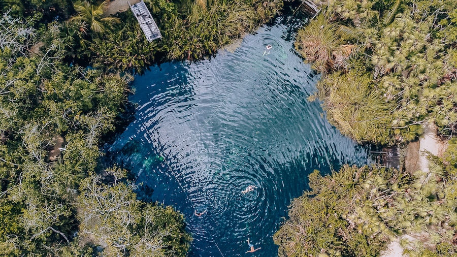 Aerial image of Cenote Cristal - one of the best Tulum cenotes