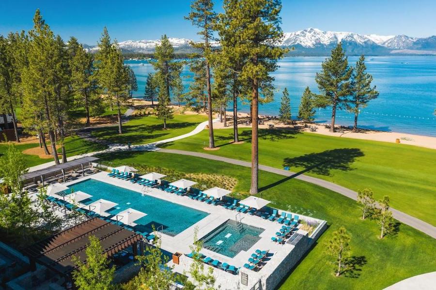 Pool overlooking the lake at Edgewood Tahoe Resort