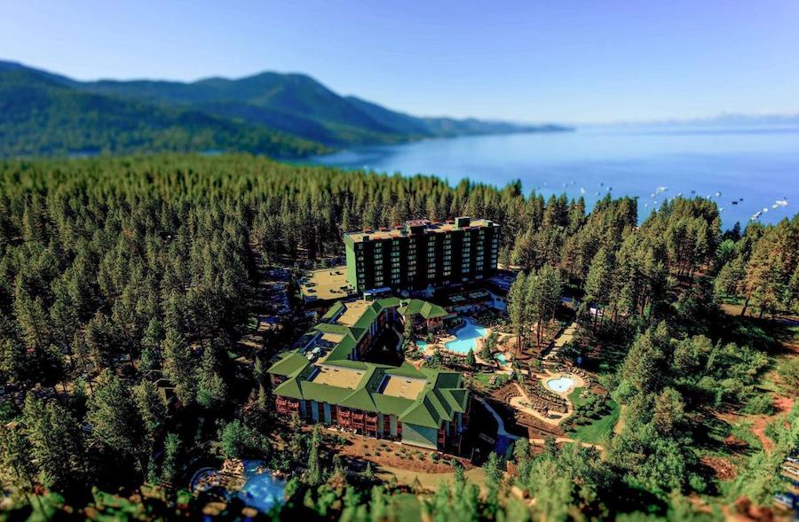 Aerial summer view of the Hyatt Regency in North Lake Tahoe