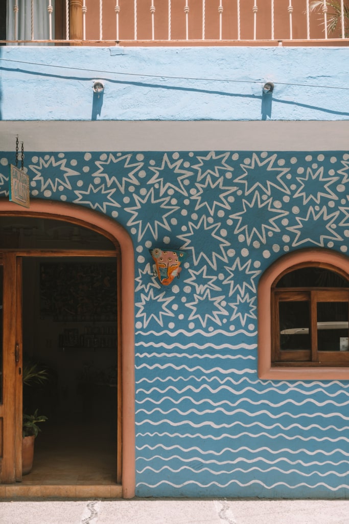 Colorful blue wall in Sayulita