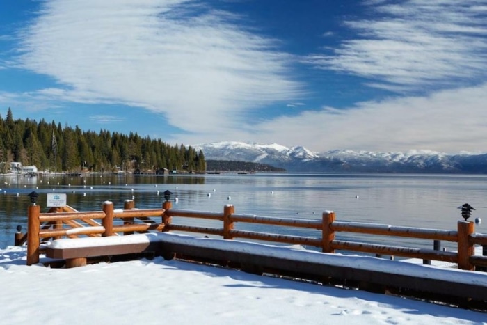Winter view of Lake Tahoe from Sunnyside Resort and Lodge