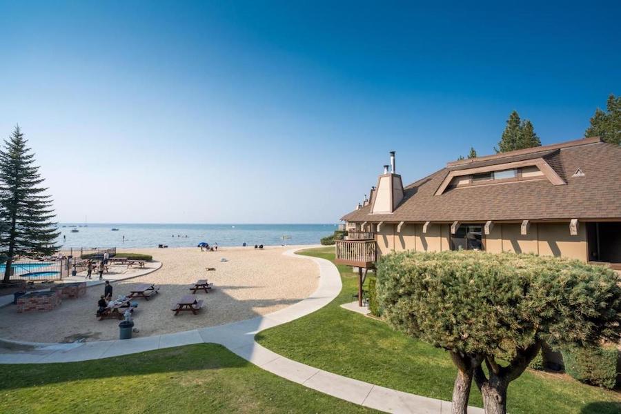 View of Tahoe Lakeshore Lodge & Spa beachside at Lake Tahoe