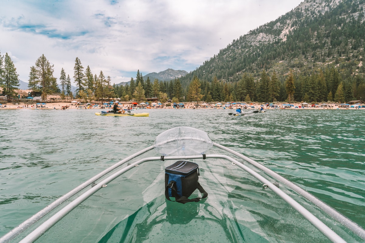 Clear bottom kayak in Sandstone Harbor, Lake Tahoe