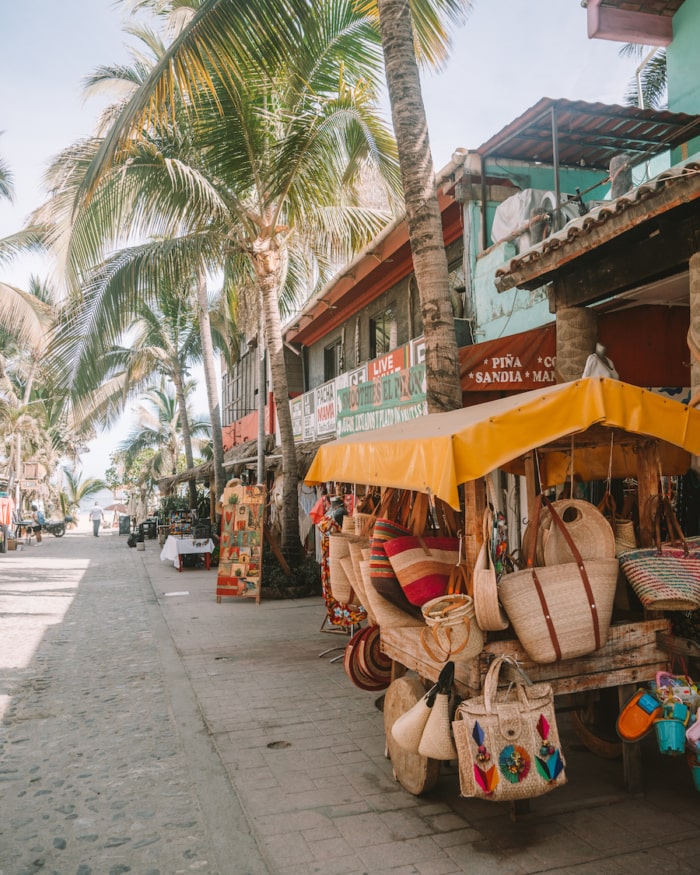 Straw bags on Slap Street in Sayulita