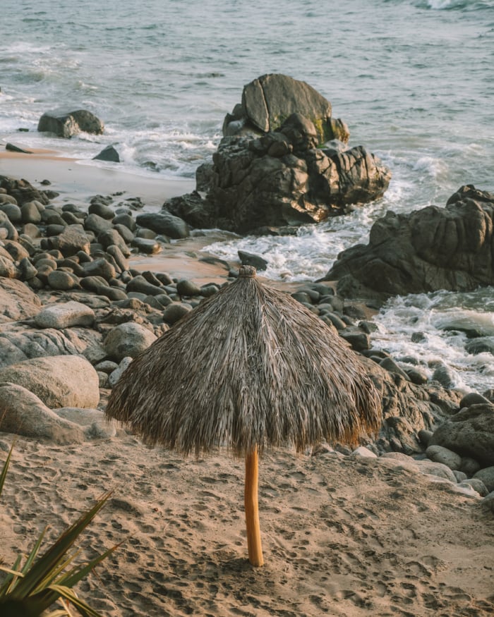 Beach umbrella at La Joya, Sayulita