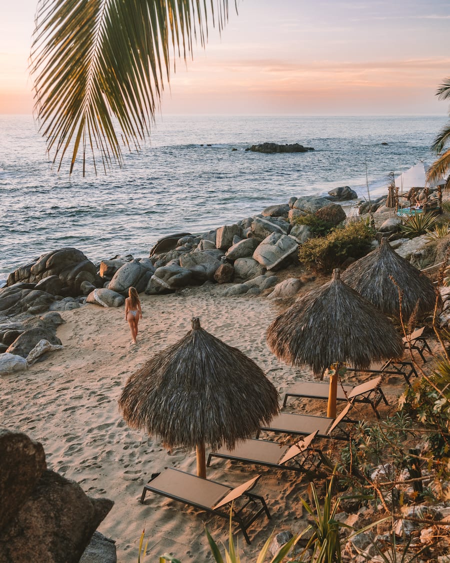 beach at La Joya Michelle Halpern standing on the beach at La Joya, Sayulita