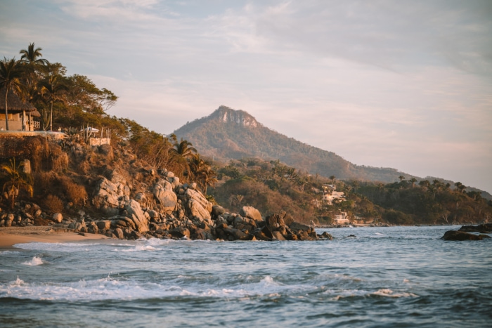 Landscape shot of Monkey Mountain from Carricitos Beach in Sayulita