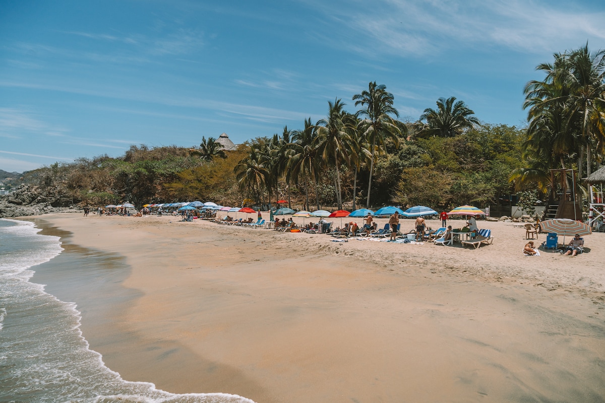 Beach umbrellas at Playa de los Muertos in Sayulita