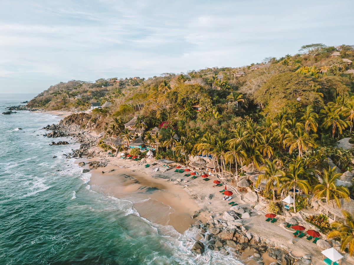 Aerial drone view of Playa Escondida