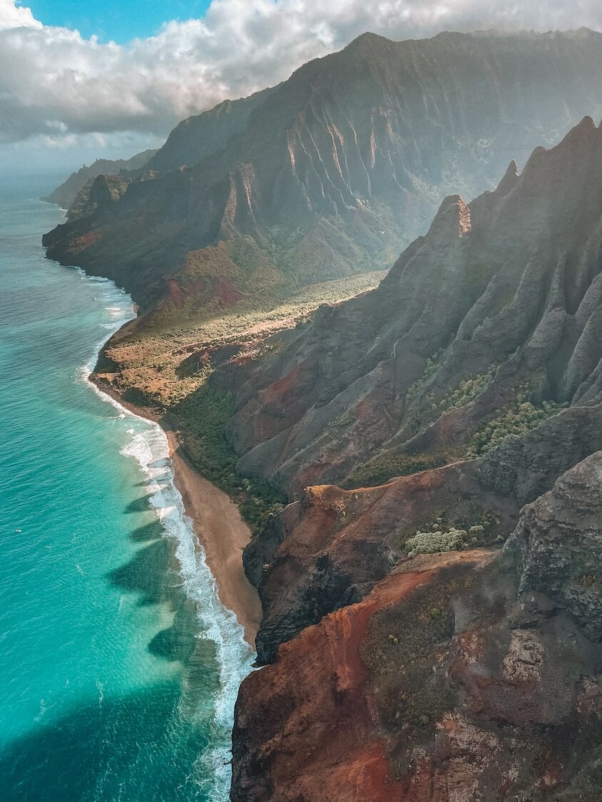Na Pali coast aerial view from a helicopter