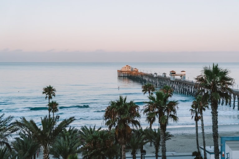 Sunrise view of the Oceanside Pier and beach